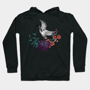 Wonderful crane with flowers Hoodie